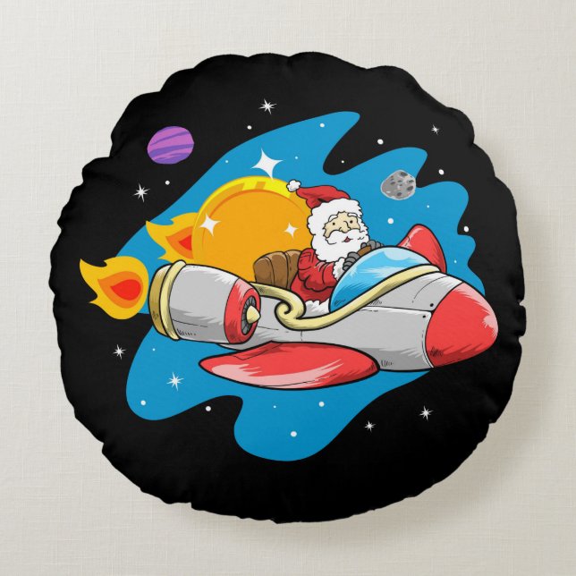 Space Santa Round Pillow Rund Kudde (Framsidan)