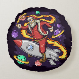 Space Santa Round Pillow Rund Kudde