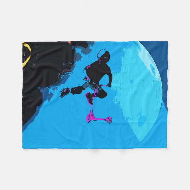 Space Scootering - Stunt Scooter BoyFleece Blanket Fleecefilt (Framsidan (Horisontell))