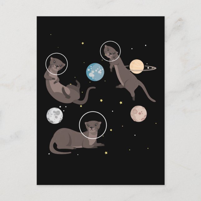 Space Sea Otters Funny Galaxy Otter Vykort (Framsida)