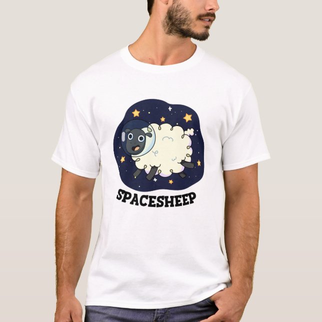 Space Sheep Funny Astronaut Pun T Shirt (Framsida)
