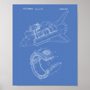 Space Shuttle 1977 Patent Art - Blueprint Poster