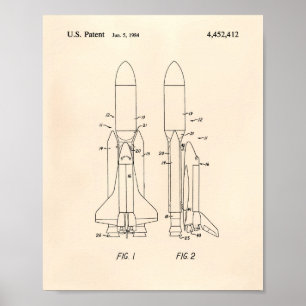 Space Shuttle 1977 Patent Art - Old Peper Poster