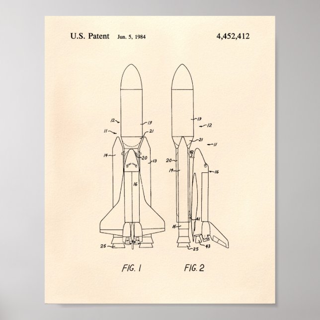 Space Shuttle 1977 Patent Art - Old Peper Poster (Framsidan)