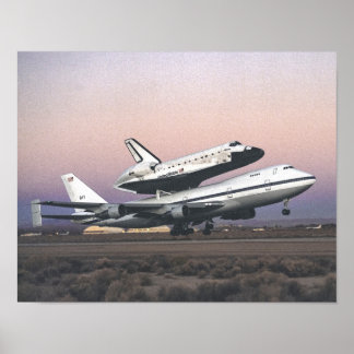Space Shuttle Atlantis Atop Nasas 747 Poster