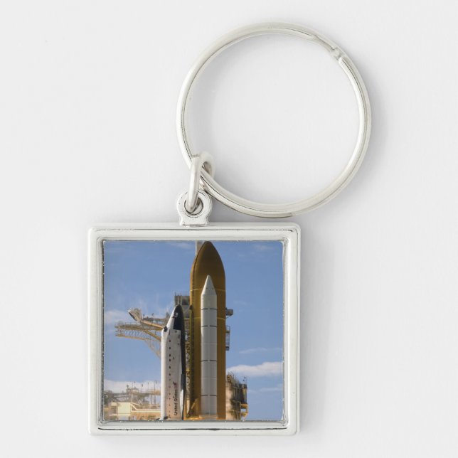 Space Shuttle Atlantis hiss av 5 Fyrkantig Silverfärgad Nyckelring (Framsidan)