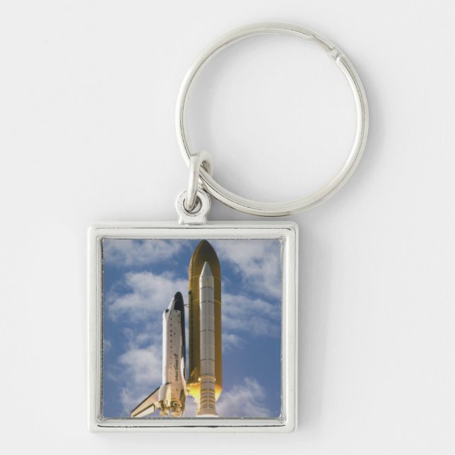 Space Shuttle Atlantis hiss av 6 Fyrkantig Silverfärgad Nyckelring (Framsidan)