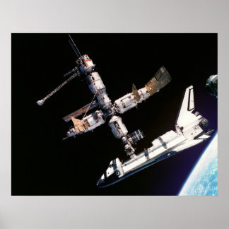 Space Shuttle Atlantis och ISS Poster