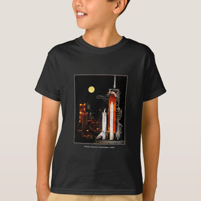 Space Shuttle Discovery och Full Moon 2009 Boy T Shirt (Framsida)