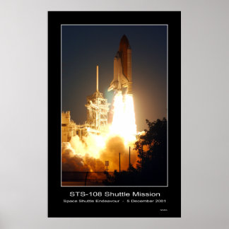 Space Shuttle Endeavor Hiss-off STS-108 Poster
