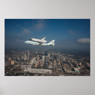 Space Shuttle Endeavor över Houston Texas Poster