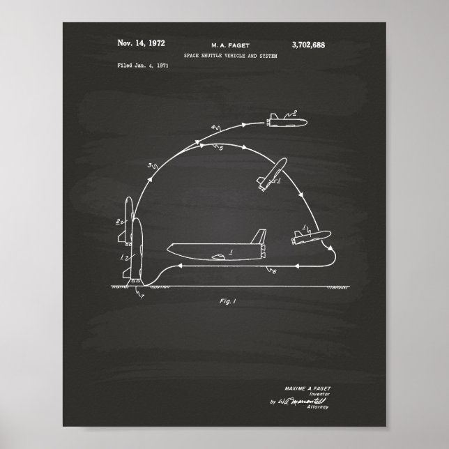 Space Shuttle Fordon 1972 Patent - kretskort Poster (Framsidan)