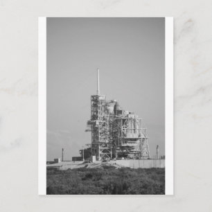 Space Shuttle on Launch Pad in Black and White Vykort