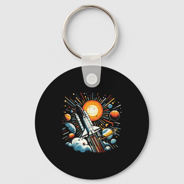 Space Shuttle Sun Planets Rocket Galaxy Boys Kids  Nyckelring (Framsida)