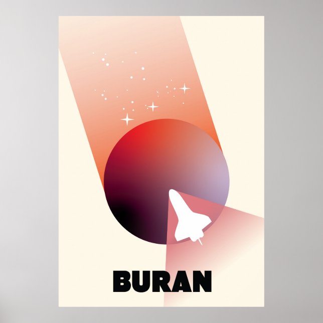 Space Shuttle Vintage stil space art. Poster (Framsidan)