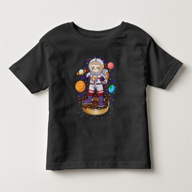 Space Sloth Astronaut Galaxy Planet Donut Candy T Shirt (Framsida)