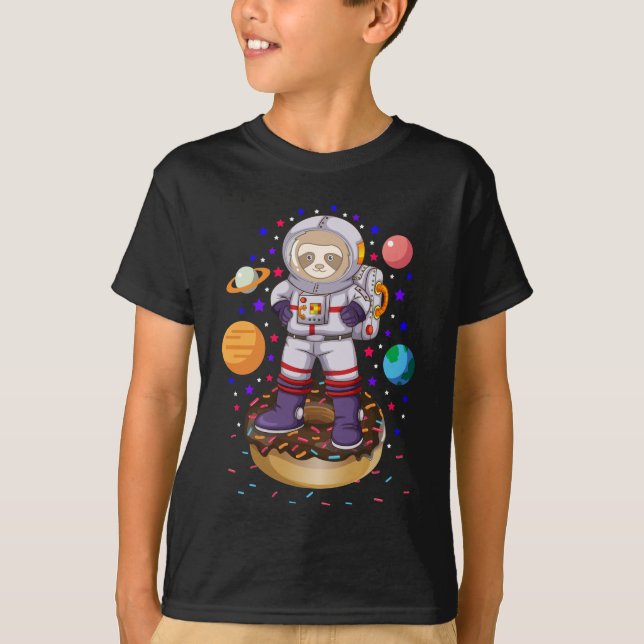 Space Sloth Astronaut Galaxy Planet Donut Candy T Shirt (Framsida)