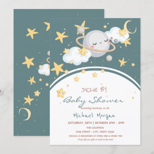 Space Stars Moln Planet Drive By Baby Shower Inbjudningar