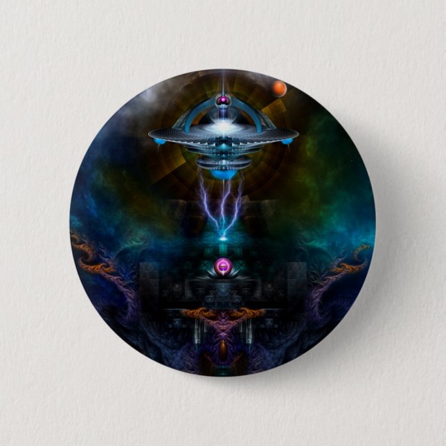 Space Station Ansarious Fractal Art Knapp (Framsida)