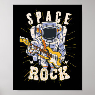 Space Sten Astronaut Guitar Music Älskare för Guit Poster