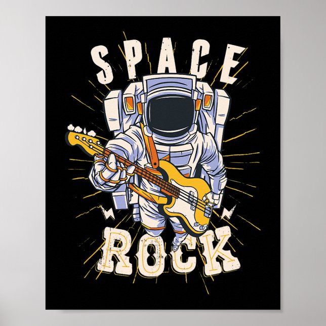 Space Sten Astronaut Guitar Music Älskare för Guit Poster (Framsidan)