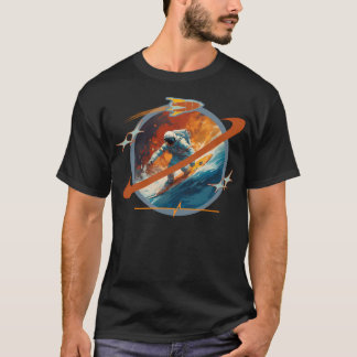 Space Surfa Explorer Färgfull vågSurfing Astronau T Shirt
