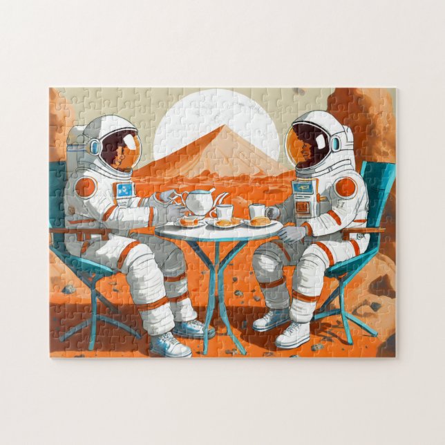 Space Tea Party, fetstil och vackert pussel (Horisontell)