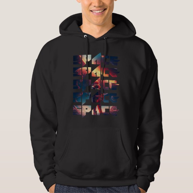 Space Text Solar System Galactic Astro Space Enthu Hoodie (Framsida)