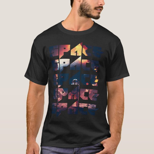 Space Text Solar System Galactic Astro Space Enthu T Shirt (Framsida)