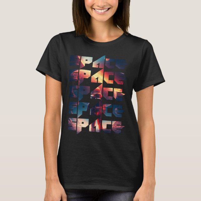 Space Text Solar System Galactic Astro Space Enthu T Shirt (Framsida)