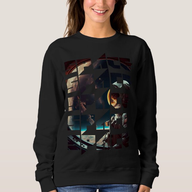 Space Text Solar System Galactic Astro Space Enthu T Shirt (Framsida)