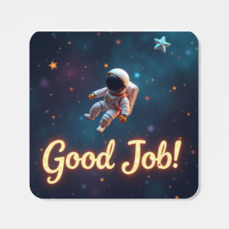 Space-Themed Good Job! Reward Sticker Fyrkantigt Klistermärke