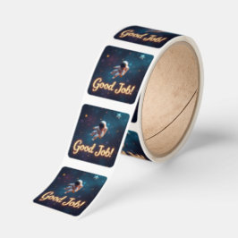 Space-Themed Good Job! Reward Sticker Fyrkantigt Klistermärke