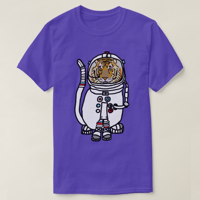 Space Tiger Funny Astronaut Animals T Shirt (Design framsida)