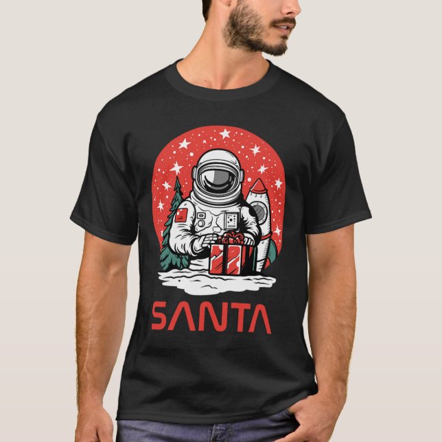 Space Tomte Astronaut Kosmos Presentar Cool C T Shirt (Framsida)
