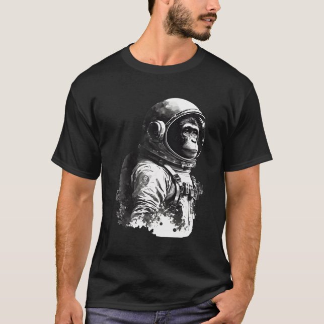 Space Travel Astronaut Monkey Astronaut T Shirt (Framsida)