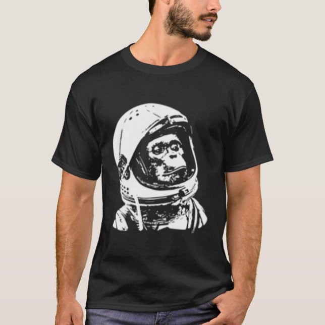 Space Travel Astronaut Monkey T Shirt (Framsida)