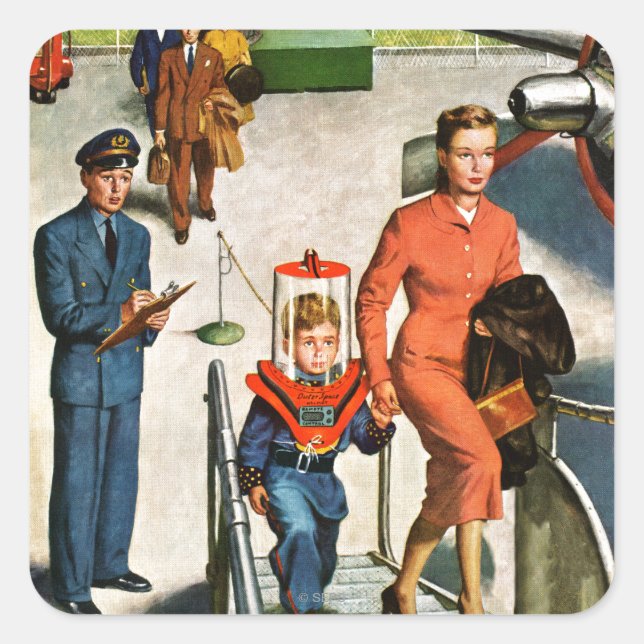 Space Traveler Fyrkantigt Klistermärke (Framsida)