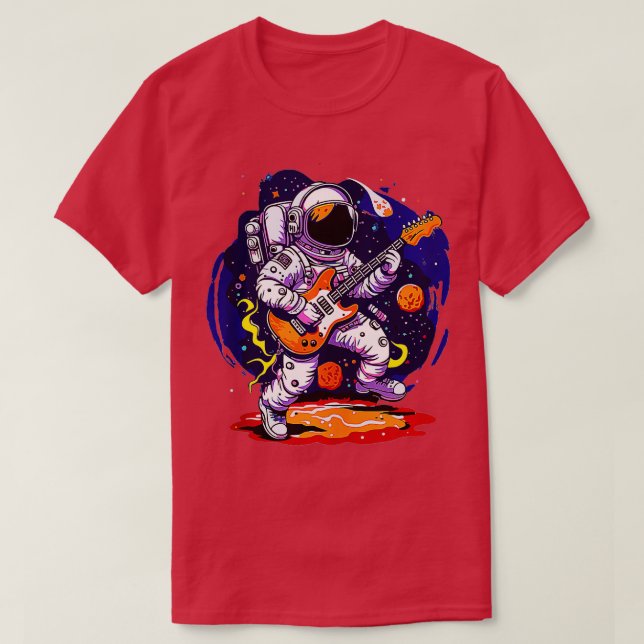Space Traveler på distant Planet med Guitar Tank T Shirt (Design framsida)