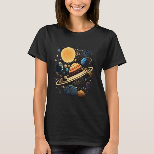 Space UFO Alien Spaceship Astronomy Extraterrestri T Shirt (Framsida)