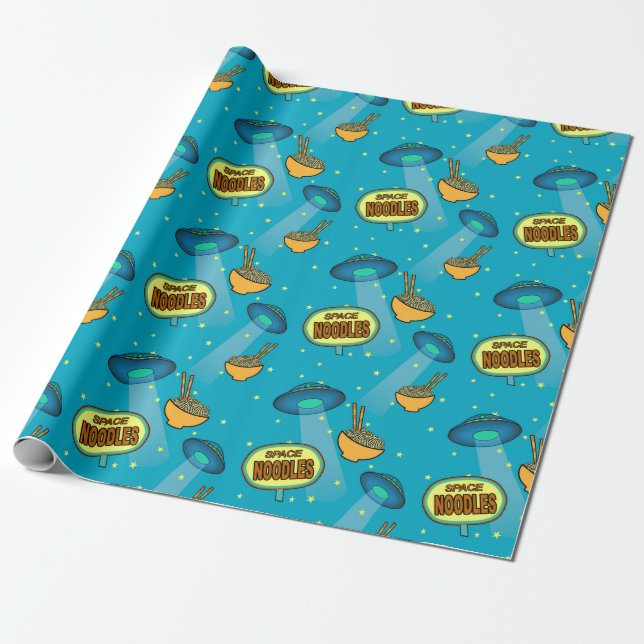 Space Ufo Night Himmel Presentpapper (Utrullad)