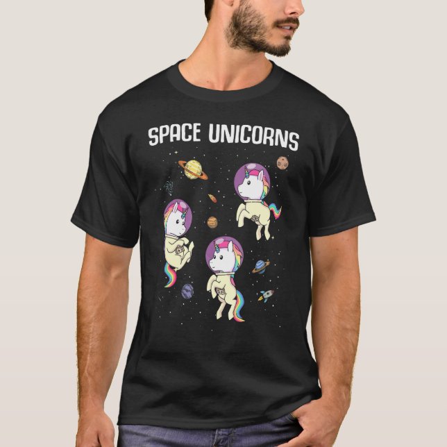 Space Unicorns Astronaut Planet Unicorn 1 T Shirt (Framsida)