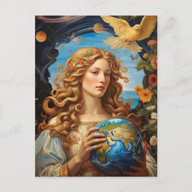 *~* Space Universe Earth Light AP50 Woman Vykort (Framsida)