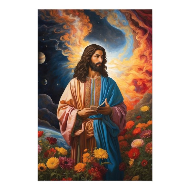 *~* Space Universe Earth Light Heal AP50 Jesus Fototryck (Framsidan)