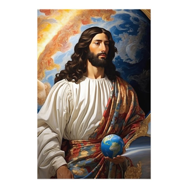 *~* Space Universe Heal AP50 Jesus Holding Earth Fototryck (Framsidan)