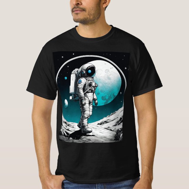 Space Voyager: Retro Expedition T Shirt (Framsida)
