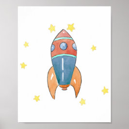 Space wall decor, Rocket print Poster