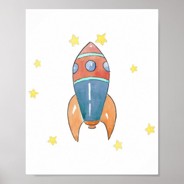 Space wall decor, Rocket print Poster (Framsidan)