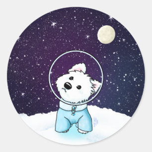 Space Westie Runt Klistermärke