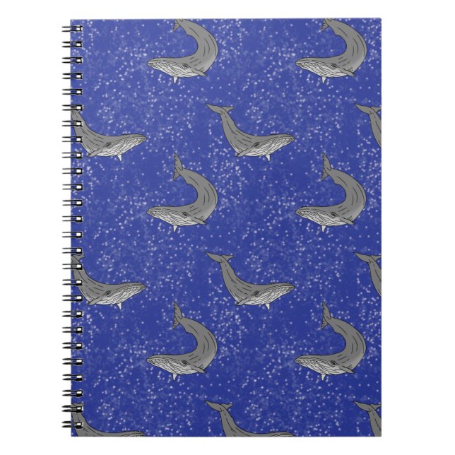 Space Whales Notebook Starry Himmel Art Whale Jour Anteckningsbok (Framsidan)